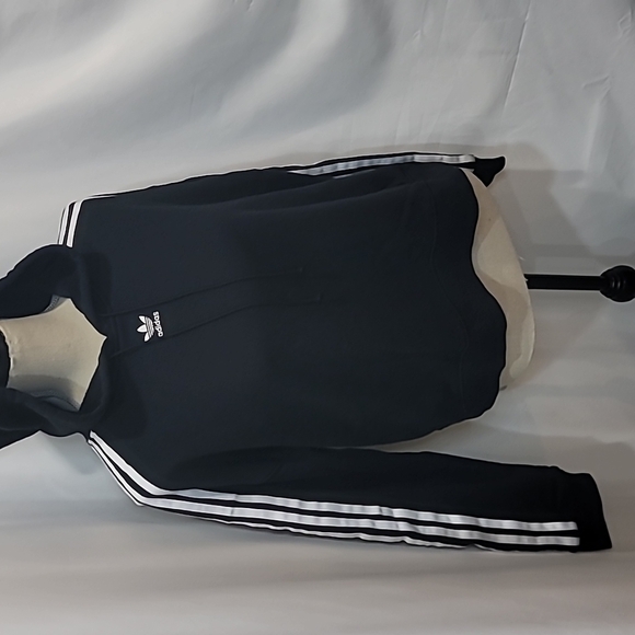 adidas Black Hoodie with White Stripes - Picture 2 of 7